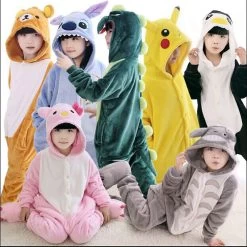 Baby Boys Girls Pajamas Autumn Winter Children Flannel Animal Funny Animal Stitch Panda Pajamas Kid Onesie Sleepwear