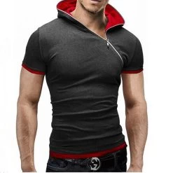 Men's Tops Tees Summer Cotton O Neck Short Sleeve T Shirt Men Fashion Solid Hooded Slim T Shirts Mens