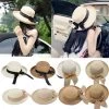 Fashion Summer Casual Women Ladies Wide Brim Beach Sun Hat Elegant Straw Floppy Bohemia Cap For Women Dating Z1
