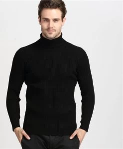 Winter Thick Warm 100% Cashmere Sweater Men Turtleneck Men Mens Sweaters Slim Fit Pullover Men Knitwear Double Collar