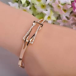 High Quality Rhinestone Crystal Bangle&Bracelet For Women Men Tin Alloy 18K Gold Plated Exquiste Made Luxurious Jewelry Pulseira