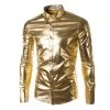 Night Club Men Dress Shirt Men's Shining Shirts Light Golden Festival Brilliant Men Shirt Long Sleeve Plus Size 3XL,PA086