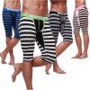 Men's Low-rise Casual Half Pants Camouflage Lounge Pants Knee-length Pants Striped Pajama 4colors S M L