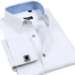 Striped Shirt Men Mens Dress Shirt French Cuff Tailored Slim Fit Free Long Sleeve Shirt For Cufflinks Camisa
