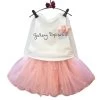 Lovely Girls White Tee Shirt And Pink Skirt With Rhinestone Clothes Set For Kids Girl Autmn Children Clothing Sets