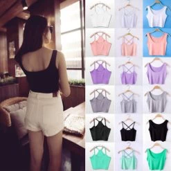 Women Tank Crop Top Short Vest Womens Sexy Camisole Bustier Crop Top Cropped Camisa Feminina