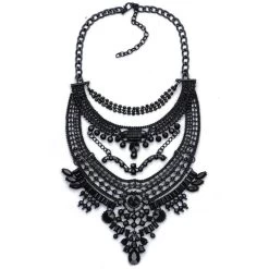 Necklaces Pendant Black Statement Bijoux Fashion Crystal Jewelry Choker Maxi Boho Vintage Jewelry