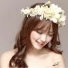 Women Wedding Rose Flower Wreath Headband Kids Party Floral Garlands Ribbon Adjustable Flower Crown Hair Accessories