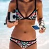 Design Retro Style Simple Model Brazilian Sexy Printing Swimsuit Bikinis Halter Padded Biquinis Feminino Swimwear 10