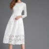 European Spring Women's Lace Hollow Out Long Dresses Bohemian Femme Casual Clothing Women Sexy Slim Party Dress Vestido