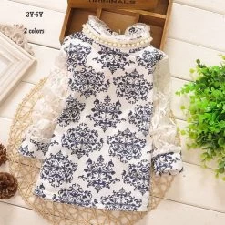 Kids Tops Blouse Long Sleeve Shirts Casual Fashion Vintage Lace Collar With Pearl For Girls