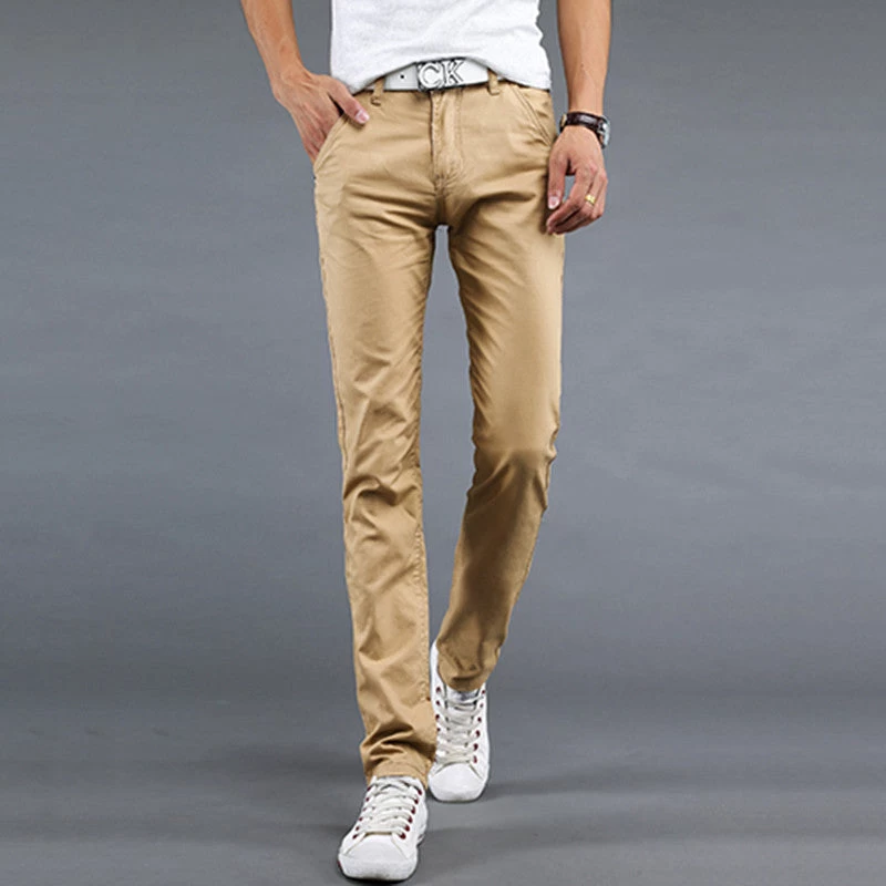 Mens Pants Khaki Fashion Men's Pants Casual Cotton Man Pants Supply Fit Straight Trouserss Black And Khaki