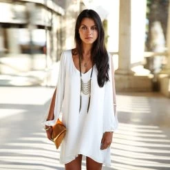 Summer Casual Women Dress Chiffon Robe Summer Style Plus Size Women Clothing Casual Dress Female