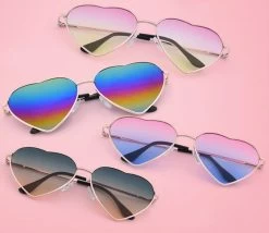 Fashion Heart Shaped Sunglasses Women Metal Wrap Sun Glasses Lovely