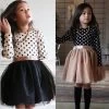 Fashion Mini Dress For Girl Long Sleeve Bow-Knot Princess Girls Dresses Polka Dot Bow Print Girls Dress Casual Baby Clothes