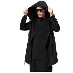Fashion Black Cloak Hooded Male Streetwear Hip Hop Long Hoodies Clothing Men Outerwear Cool Man