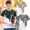 And Fashion Men's Fashion Summer Milk Poured Pattern Printed Short Sleeve Round Neck T-shirt