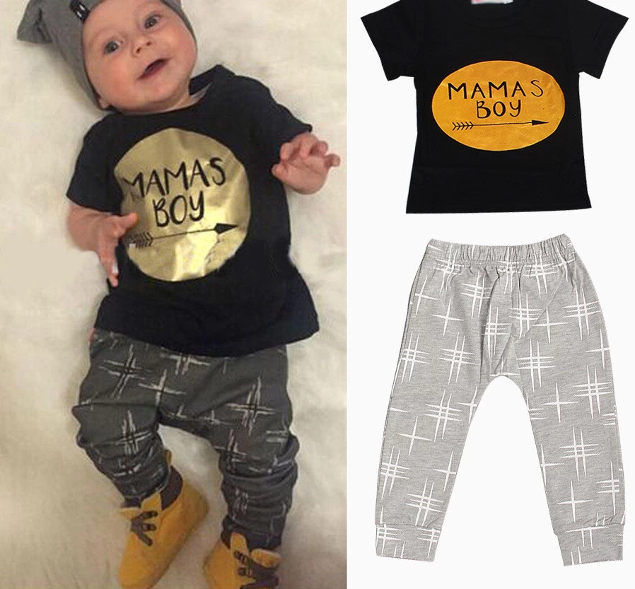 Summer 2pcs Born Infant Baby Boys Kid Clothes T-shirt Tops + Pants Outfits Sets 0-24 Children's Clothing Set