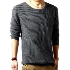 Pullover Sweater Male O-neck Sweater Spring Long Sleeved Turtleneck Sweater Knitted Men 3 Colors SIZE:M-XXL