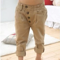 2-7Y Child Kids Baby Boy Khaki Straight Cotton Pants Trousers Casual Harem Pants