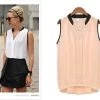 Solid Chiffon Women Blouses O-Neck Sleeveless Sexy Shirt Casual Tops Clothing