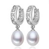 Real Pearl Hoop Earrings, Natural Freshwater Pearl Earrings For Women With 925 Sterling Silver Jewelry