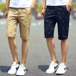 Brand Mens Shorts Print Casual Men's Shorts Fashion Cotton Shorts Shorts Khaki White Green