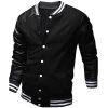Cool College Baseball Jacket Men Fashion Design Black Pu Leather Sleeve Mens Slim Fit Varsity Jacket Veste Homme Xxl