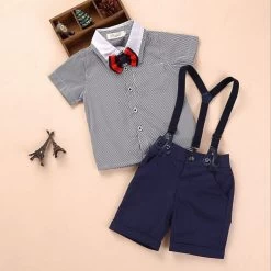3 Pieces Summer Boys Clothing Sets Gentleman Set Baby Boy Clothes Shirt And Suspender Trousers