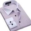 Fashion White Collar Striped Men Shirts High Quality Cotton Business Dress Shirt