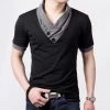 T-shirt Men, Mens Summer Leisure T-shirt Fashion Slim Short Sleeve V Neck T Shirt Button Tees / Tops Camisetas Plus Size