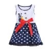 A-line Dress Children Clothes Summer Cotton Shortless Printed Cute Cartoon With Red Bow Girl Dress Nova Kids 2015