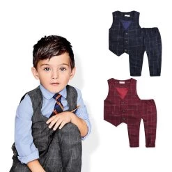Children's Leisure Clothing Sets Kids Baby Boy Suit Vest Gentleman Clothes For Weddings Formal Clothing