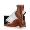 Men Oxfords Shoes British Style Carved Genuine Leather Shoe Brown Brogue Shoes Lace-Up Bullock Business Men's Flats