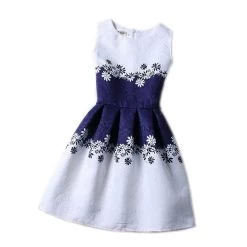 Cartoon Castle Summer Sleeveless Girls Print Dress Knee Length Princess A-Line Dress Clothes For Kids 6 To 12 Years Old Kids