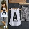 Kids Baby Girls 2pcs Sleeveless Letter Print Tops +Leopard Half Pant Set Clothes