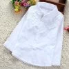 Girls White Blouse 100% Cotton Lace School Girl Blouse For Girls Long Sleeve Shirts Spring & Autumn Fashion Shirt Kids Clothes