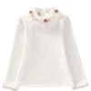 Fashion Children Kids Girls Blouses Baby Girls Long Sleeved School Lace White Shirts Tops&tees TD014