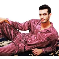 Mens Silk Satin Pajamas Set Pajama Pyjamas PJS Sleepwear Set Loungewear
