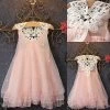 Pageant Toddler Baby Girls Party Dress Pearl Lace Tulle Gown Formal Dress 2-7Y