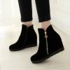 Fashion Women Winter Ankle Boots Women Hidden Wedges Boots Design Zip Round Toe Women Western Boots Shoes Woman