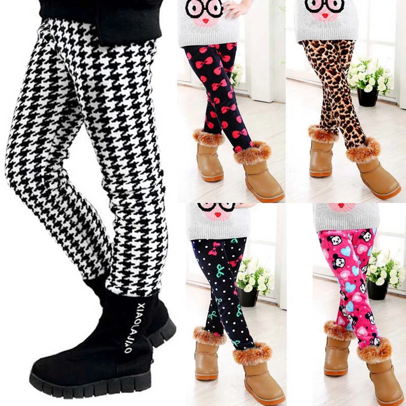 Winter Girls Leggings Children Kids Pants Plus Velvet Thick Warm Pants Kids Trousers Children's Clothing Bobo Choses