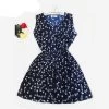 Blue Stars 20 Colors Fashion Women Sleeveless Florals Print Round Neck Dress Summer Clothing