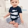 Keelorn Summer Style Infant Clothes Baby Clothing Sets Three Small Fish Model Cotton Short Sleeve 2pcs Baby Boy Clothes