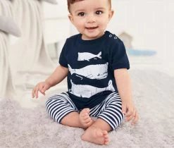 Keelorn Summer Style Infant Clothes Baby Clothing Sets Three Small Fish Model Cotton Short Sleeve 2pcs Baby Boy Clothes