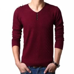Winter Henley Neck Sweater Men Cashmere Pullover Christmas Sweater Mens Knitted Sweaters Pull Homme Jersey Hombre
