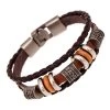 Fashion Vintage Men/Women Jewelry Metal Beads Brown Leather Bracelets Bangles