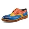 Men's Casual Patent Full Grain Leather Oxfords Fulll Brogue Pointed Toe Fashion Mixed Color Oxford Shoe