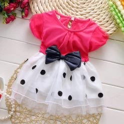 1-3 Years Old Baby Girls Dress Summer Cotton Material Style Dot Bow Baby Clothes Princess Infant Dresses