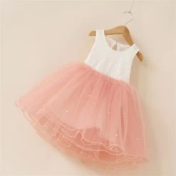 Flower Girl Party Dress Baby Birthday Tutu Dresses For Girls Lace Baby Vest Baptism Dresses Pearls Kids Wedding Dress